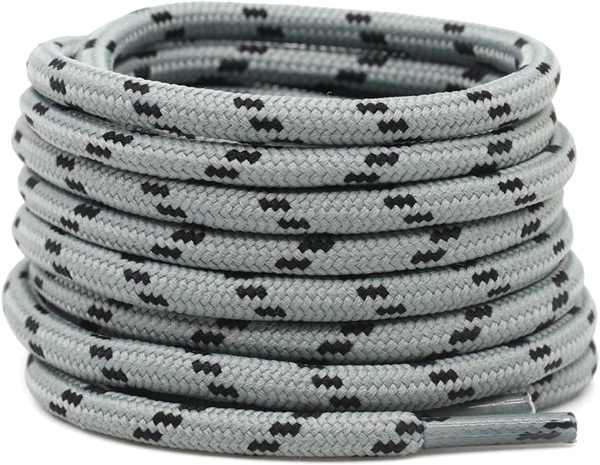 GRAH SANGRAH® (2 Pair) Shoelaces for Hiking Shoes, Outdoor Walking Sneakers, Outdoor Hiking, Climbing, Basketball, Work Boot, Running , Sport Shoes - 120 cm, Light Grey Black
